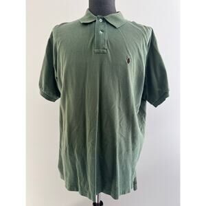 Polo Ralph Lauren 100% Pique Cotton Collared Shirt Army Green Size Large SG